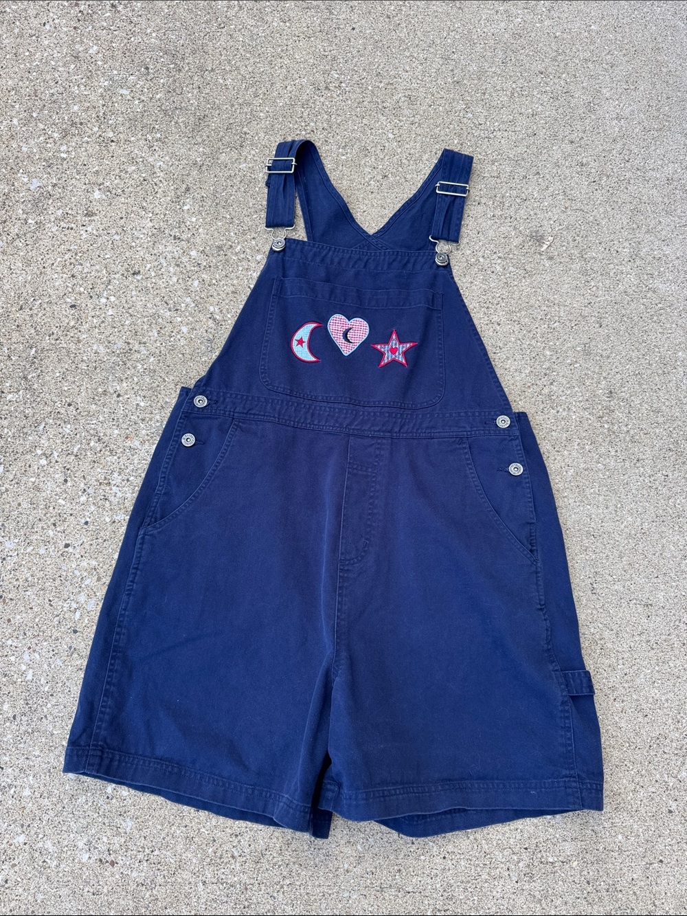Vintage Christopher & Banks Navy Celestial Overalls Shorts Size L